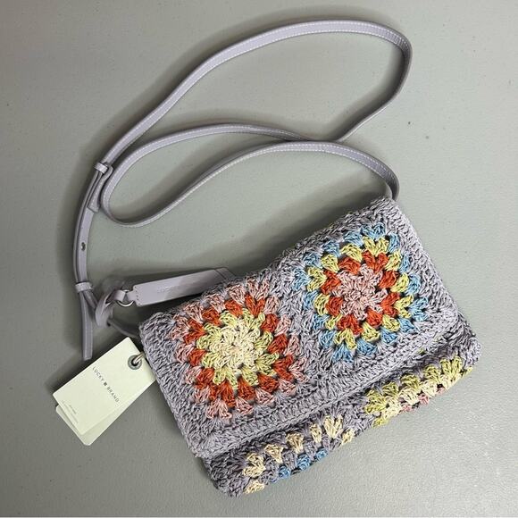 Lucky Brand Boho Straw Floral Crossbody Bag Purse Pink Orange Blue Yellow NWT - Picture 1 of 9